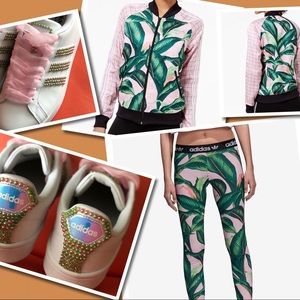 Adidas Printed Jacket & Leggings Sz Medium Only